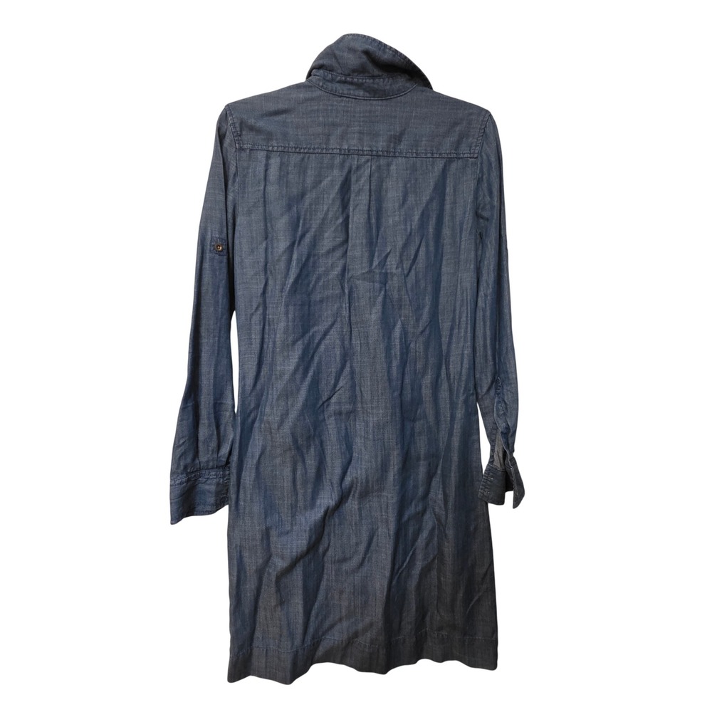 Banana Republic Blue Lyocell Chambray Shirt Dress Womens 2 Long Sleeve Mini - Picture 3 of 10